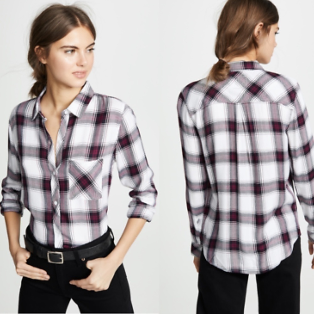 Rails Plaid Button Down Shirt - White and Purple